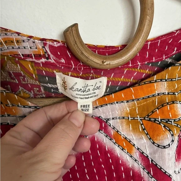 Kantha Bae Colorful Bohemian Handmade Vintage Textile Top Women's Free Size - Picture 6 of 6